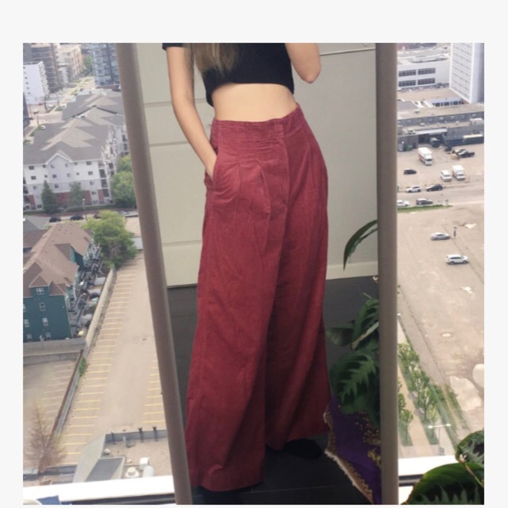 Wide leg corduroy pants